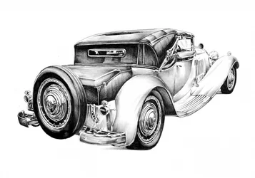 Élégant dessin de voiture ancienne