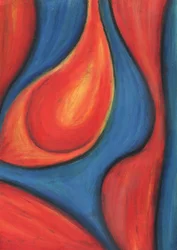 Formes fluides rouges et bleues