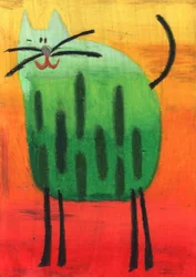 Le chat vert joyeux