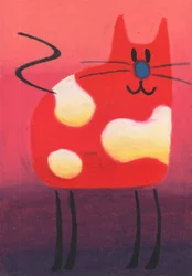 Le chat tacheté de rouge