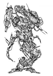 Un robot de science-fiction aux lignes complexes