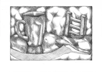 Nature morte avec tasse et échelle