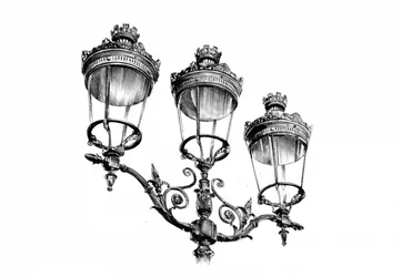 Lampadaires triples décorés