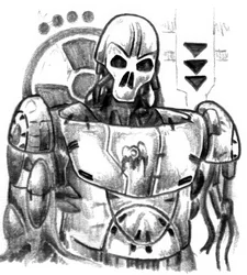 Guerrier robotique au crâne