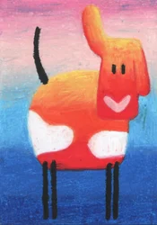 Un chien orange qui sourit