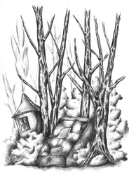 Une maison surréaliste dans la forêt