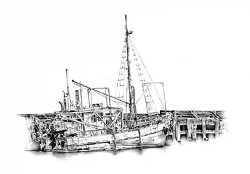 Bateau de pêche patiné par les intempéries