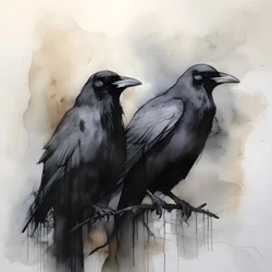 Vue de 2 corbeaux anatomiquement corrects 2