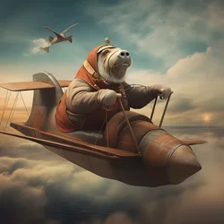 Un morse pilote un avion 1