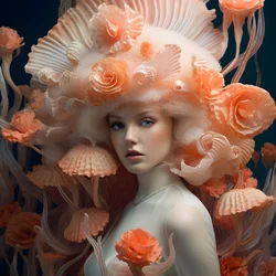 un gros plan du portrait de la belle déesse des fleurs d
