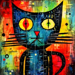 Chat mignon, dans le style de Picasso, Joan Miro et Basquiat 3