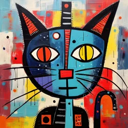 Chat mignon, dans le style de Picasso, Joan Miro et Basquiat 4