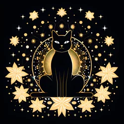 Chat en méditation assis sur une fleur de lotus 2