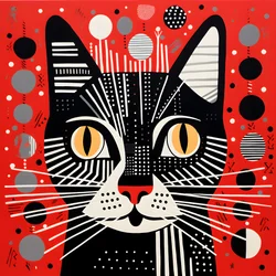 chat en rayures noires et rouges 1