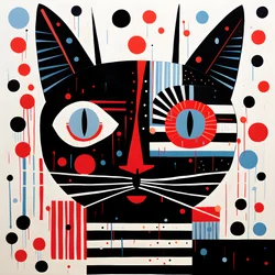 chat en rayures noires et rouges 2