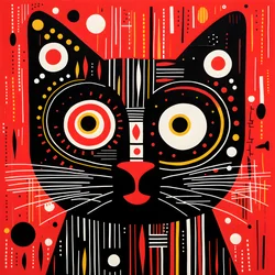 chat en rayures noires et rouges 3