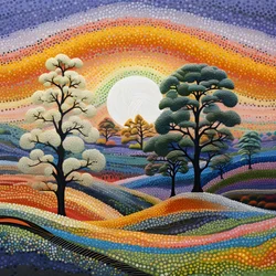 Paysage avec des arbres et des collines 2