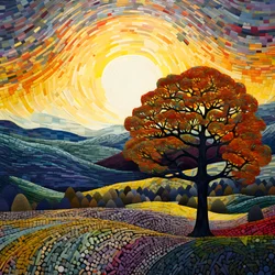 Paysage avec des arbres et des collines 4