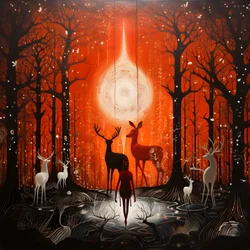 personnes négociant avec un dieu cerf magique lune 4