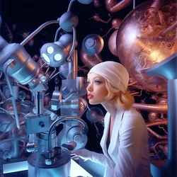 Image de microscope électronique à super-résolution de femme dans le style artistique de David LaChapelle 3