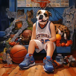 Une fille de 10 ans assise avec son chien tenant un dossier avec l