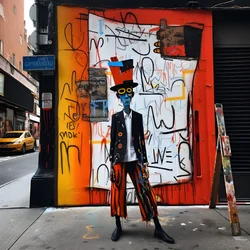 Une figure peinte prend vie en marchant dans une rue de New York, photo surréaliste 4