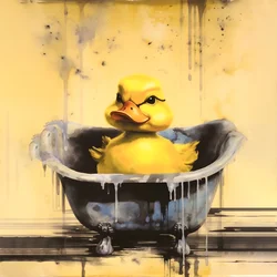 Affiche publicitaire tendance de canard en caoutchouc - le jaune 1