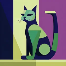 Chat argenté dans un style moderniste 2