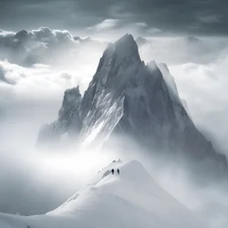Deux personnes faisant du ski sur une montagne couverte de nuages 4