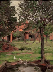 Ferme avec des oies