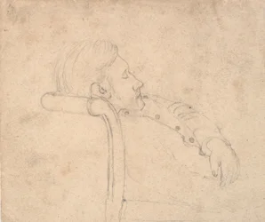 Homme endormi sur un canapé. Demi-figure