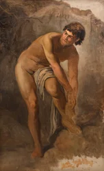 Jeune homme italien dans un paysage rocheux
