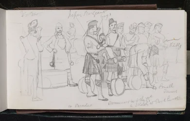 En parade. Tambours du 79e. Un croquis à Parkhurst