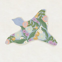 Fleurs de printemps et oiseau, 2023