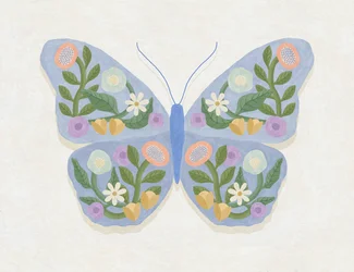 Fleurs de printemps et papillon