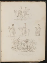 Quatre études de soldats à cheval