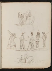 Étude de soldats et de chevaux