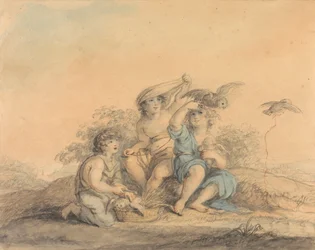 Enfants avec des chouettes de compagnie