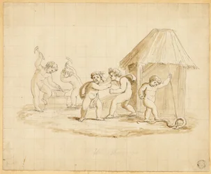 Putti jouant des scènes mythologiques