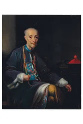 Portrait de Houqua, trois-quarts longueur, assis, à l