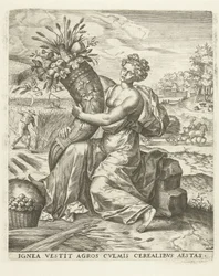 Été : Cérès avec une corne d