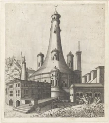 Bâtiment avec un croissant de lune sur le toit