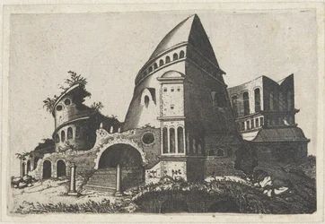 Ruine avec tour pyramidale