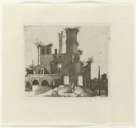 Ruine avec tour rectangulaire