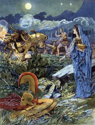 Jason, aidé par Médée labourant les champs de Mars, vers 1900