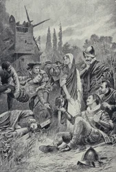 Sir Philip Sidney à la bataille de Zutphen (lithographie)