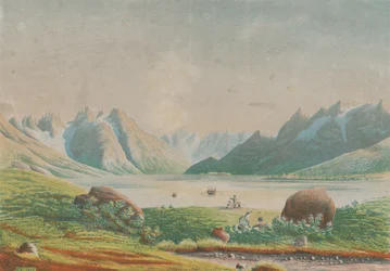Le lac de Kuggsuak à Tasermiut, Groenland, 1863