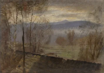 Paysage du soir avec rivière, vers 1880