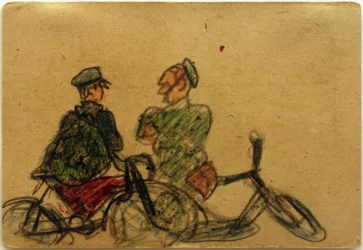 Sans titre (Cyclistes en conversation)
