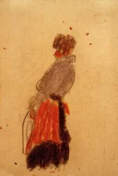 Sans titre (Personne debout avec tablier orange)